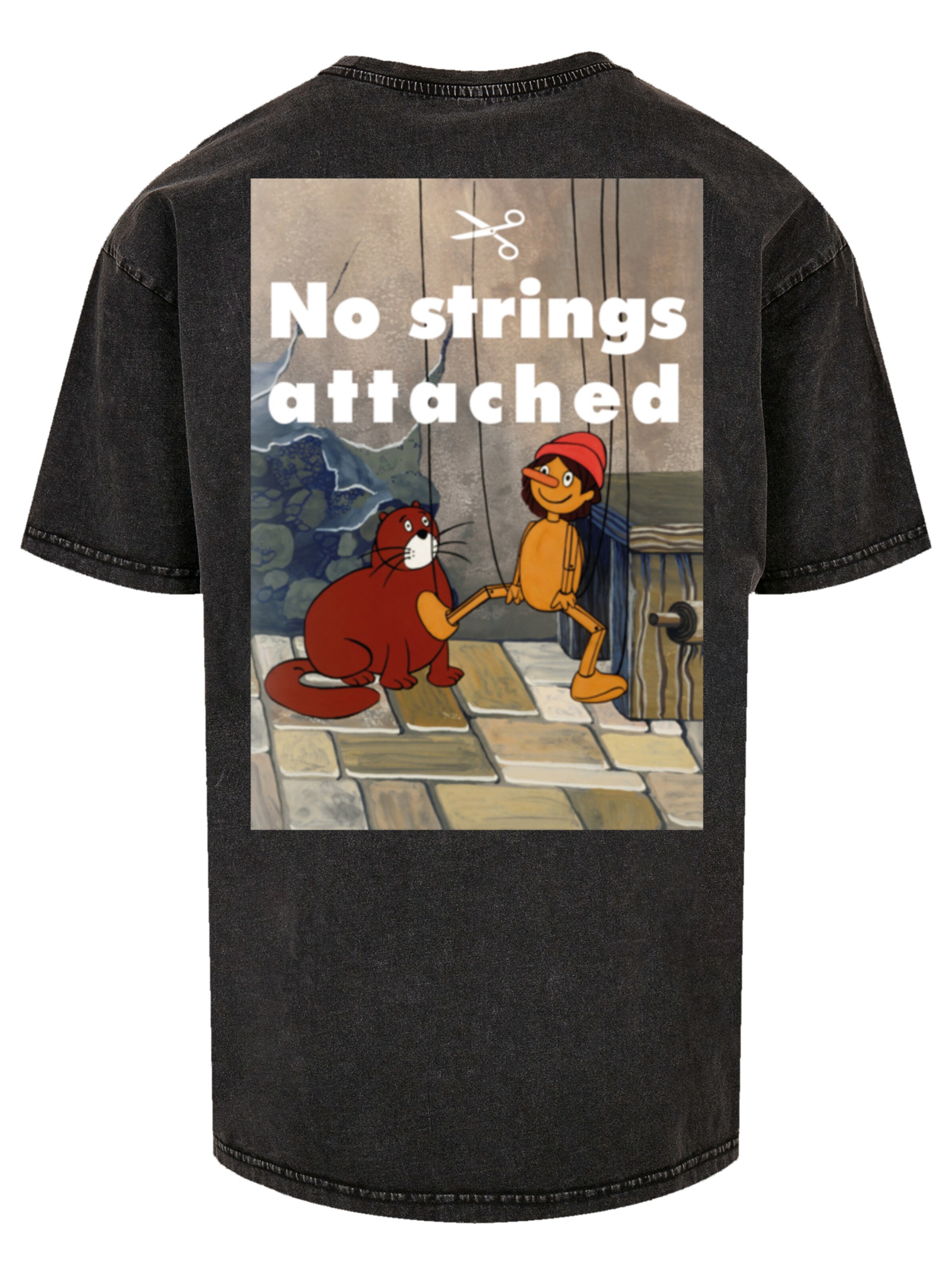F4NT4STIC Shirt 'Pinocchio No Strings Attached' in Black