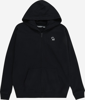 Abercrombie & Fitch Zip-Up Hoodie 'ESSENTIAL' in Black: front
