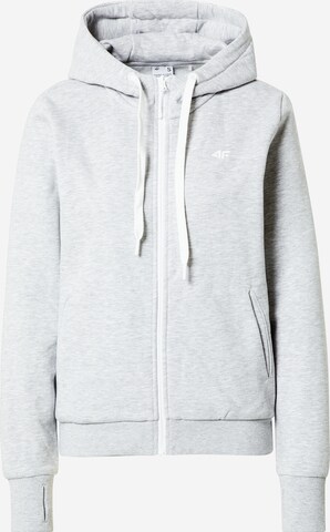 4F Athletic Zip-Up Hoodie in Grey: front