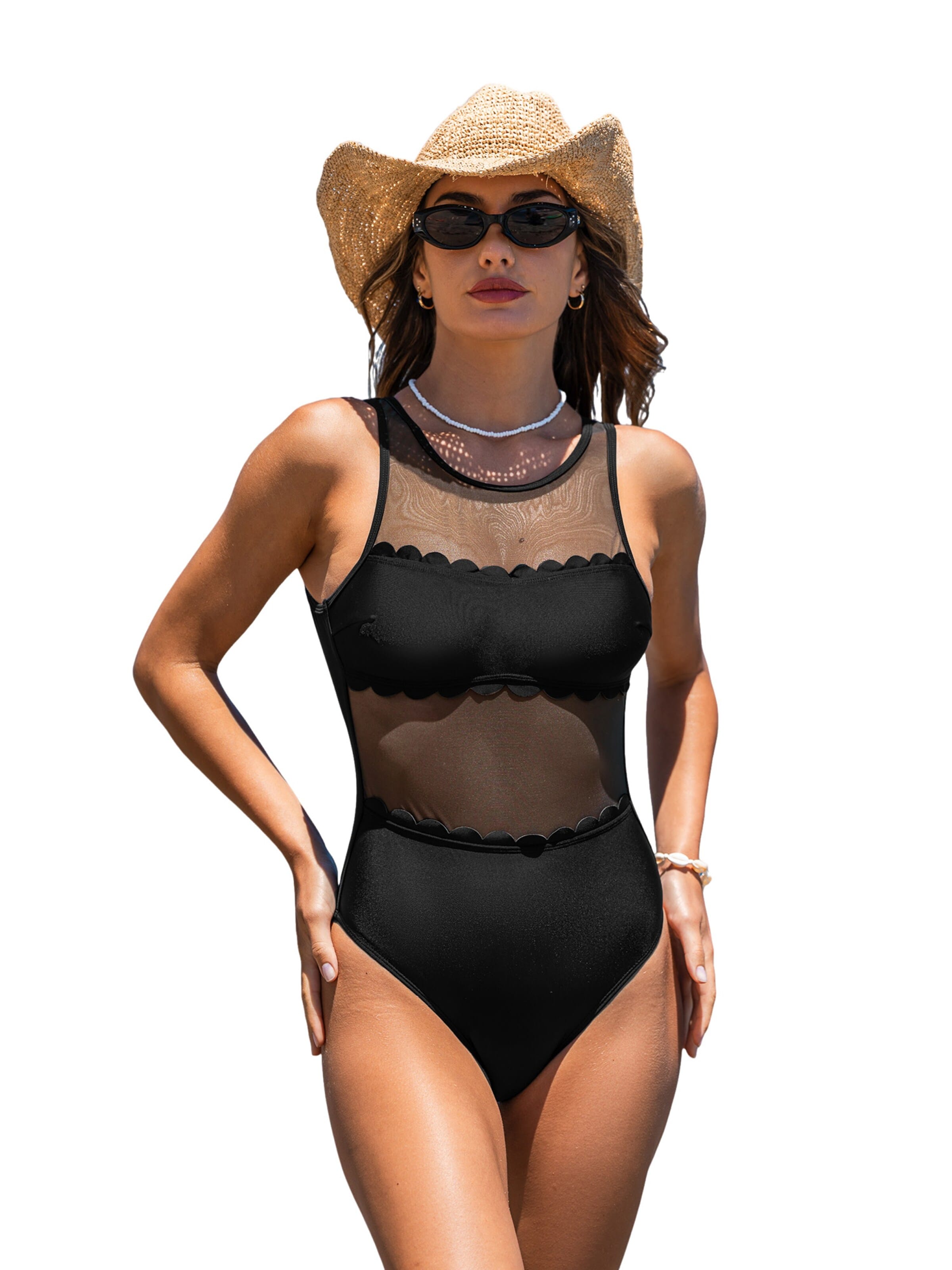 Cupshe Classic Swimsuit in Black: front