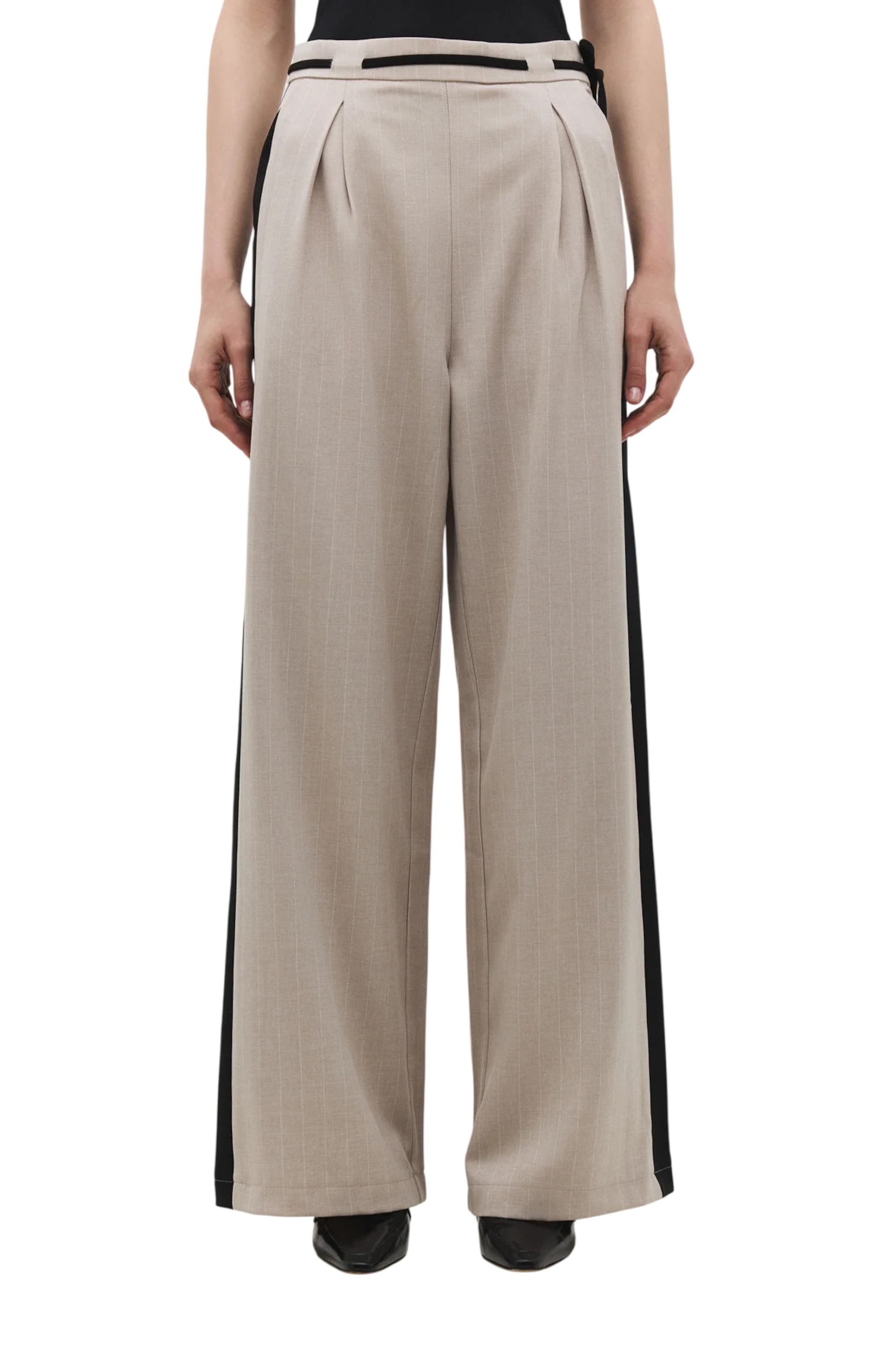 No Matter What Wide Leg Hose in Beige: Vorderseite