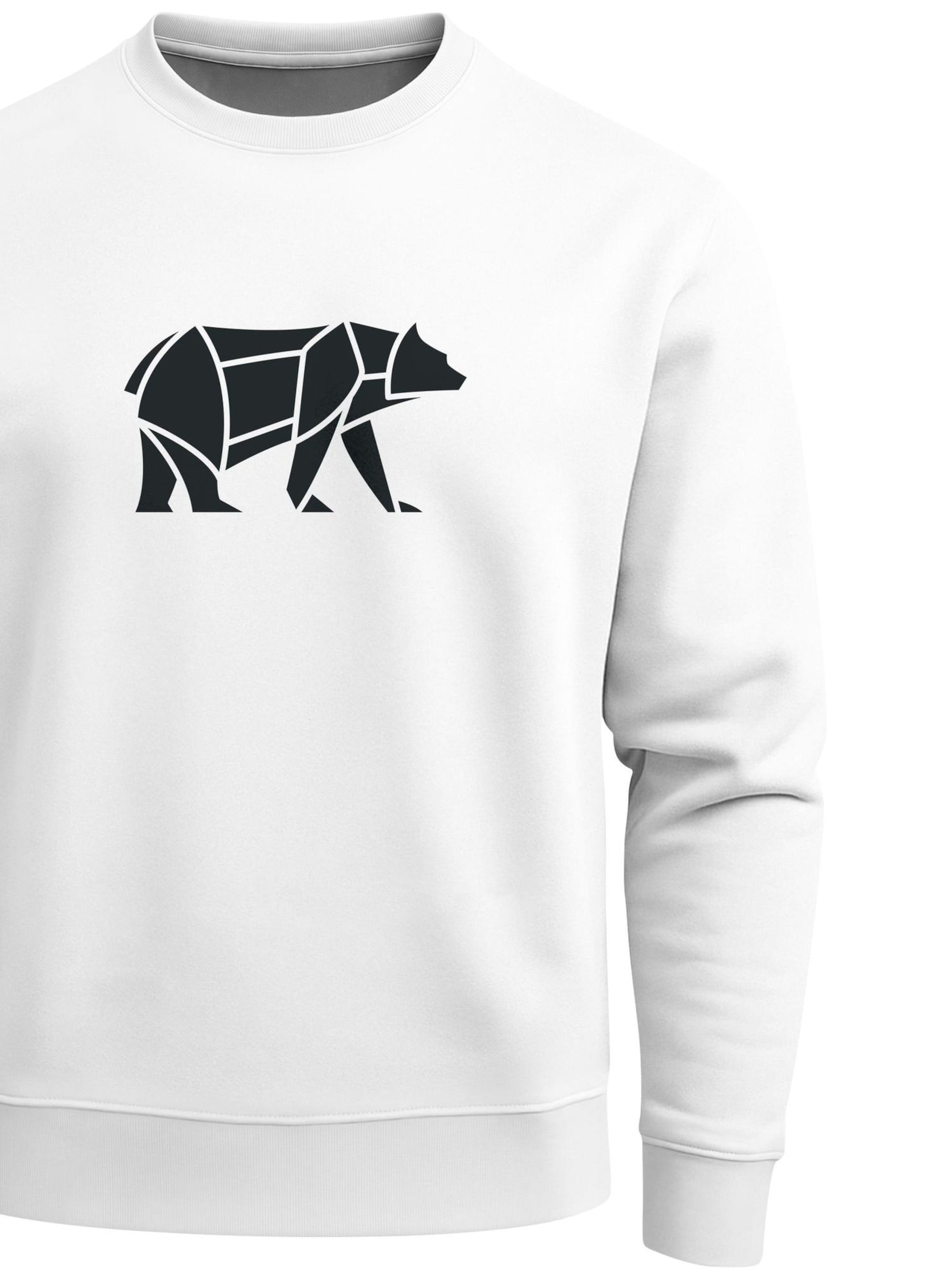 Neverless Sweatshirt 'Bär Lineart Polygon' in White