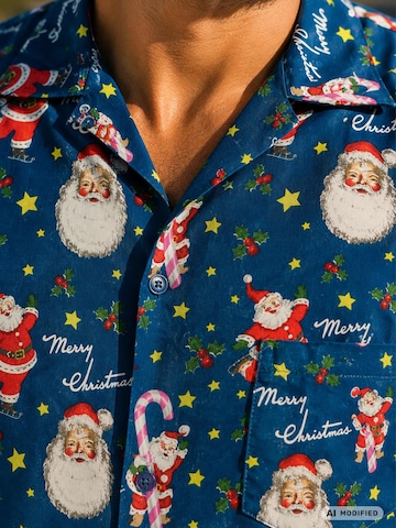 Regular fit Camicia 'Christmas Candycane' di King Kameha in blu