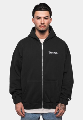 Dropsize - Sudadera con cremallera en negro: frente