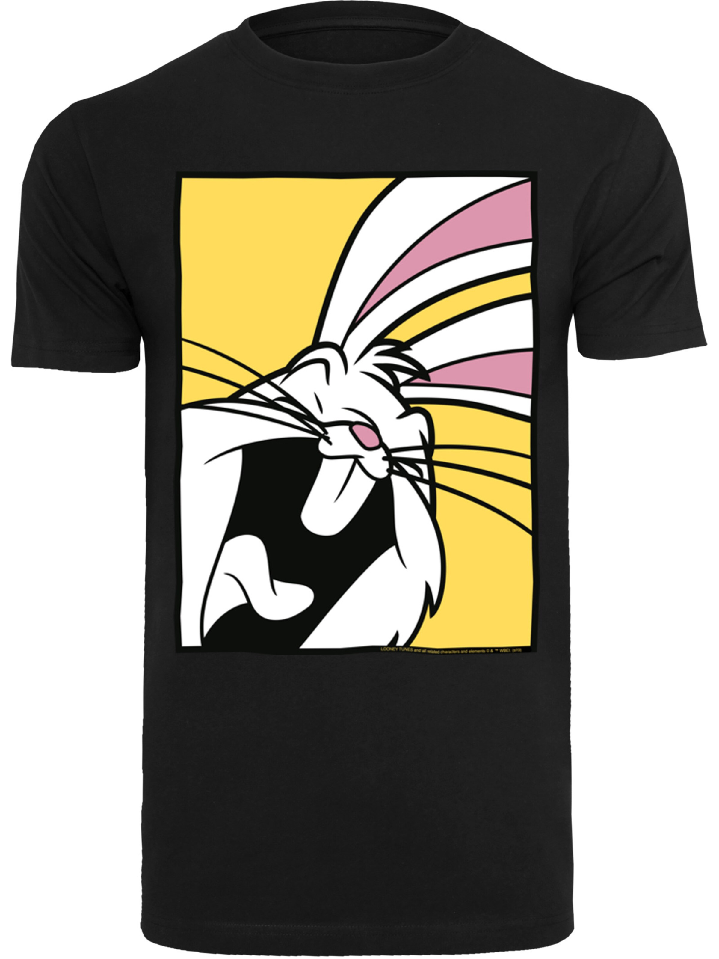 F4NT4STIC Shirt 'Looney Tunes Bugs Bunny Laughing' in Zwart: voorkant