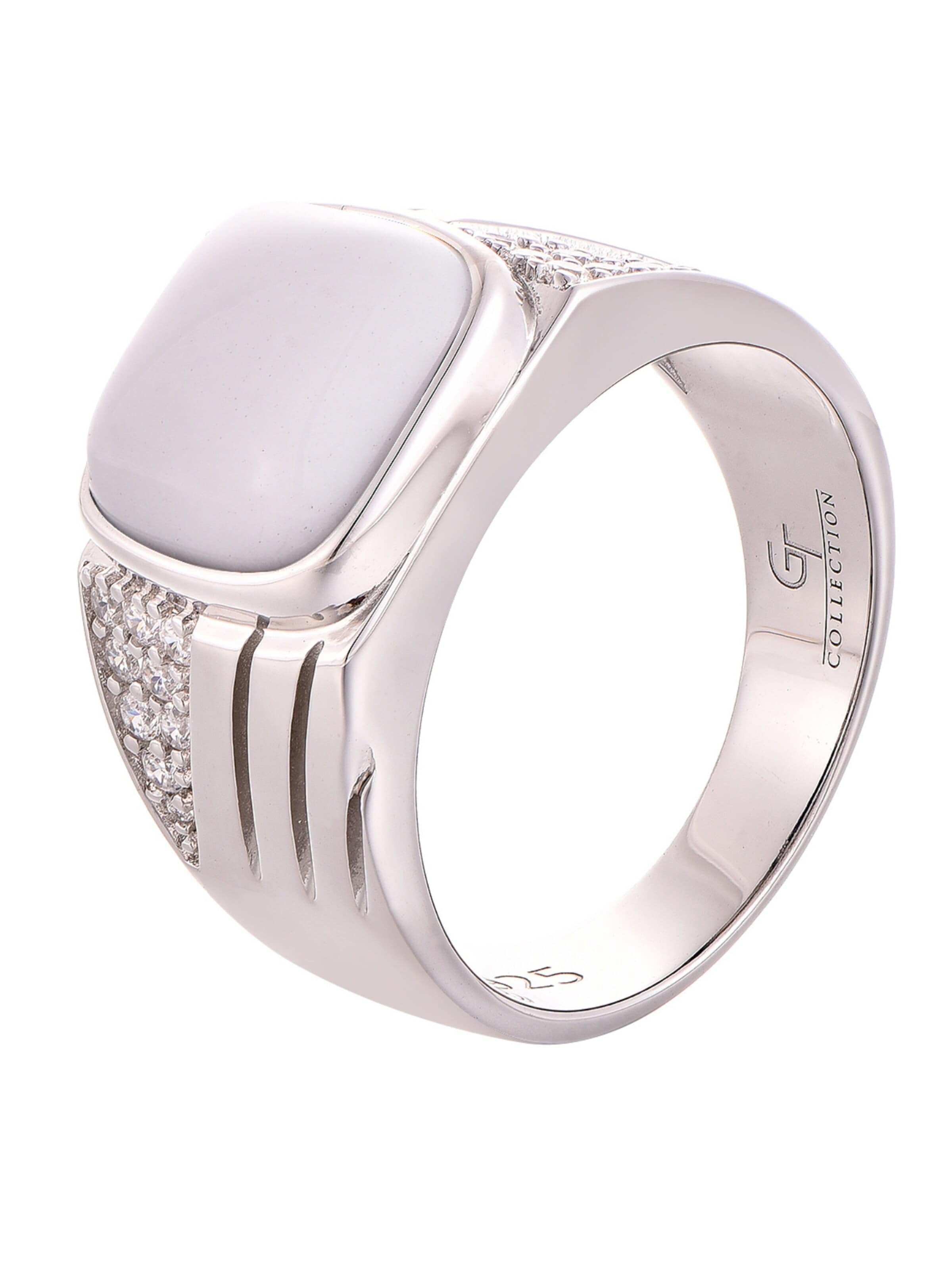 Bague 'WHITE HOWLITE' GT Collection en argent : devant