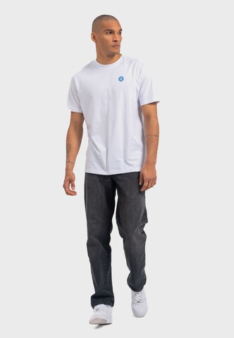 Oldskull Shirt 'Retro Pixel Wave Logo Graphic' in White