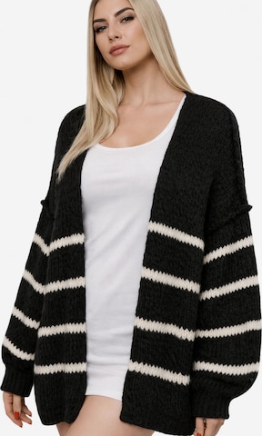 Worldclassca Strickjacke 'Strick Jacke mit Streifen' in Schwarz: Vorderseite