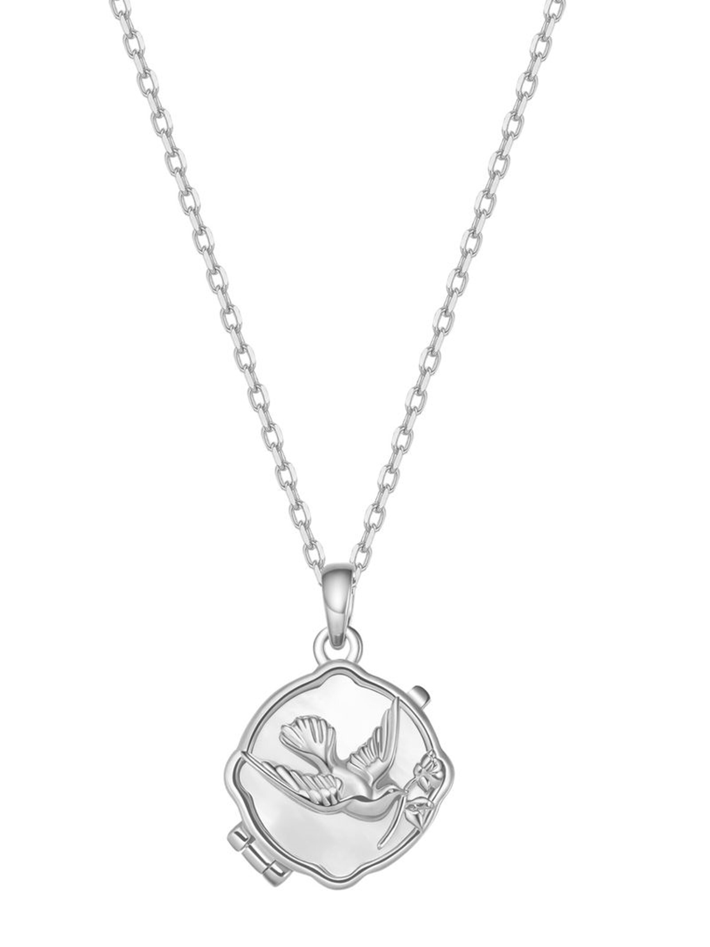 Collana 'Serenity Locket' di Hey Happiness in argento: frontale