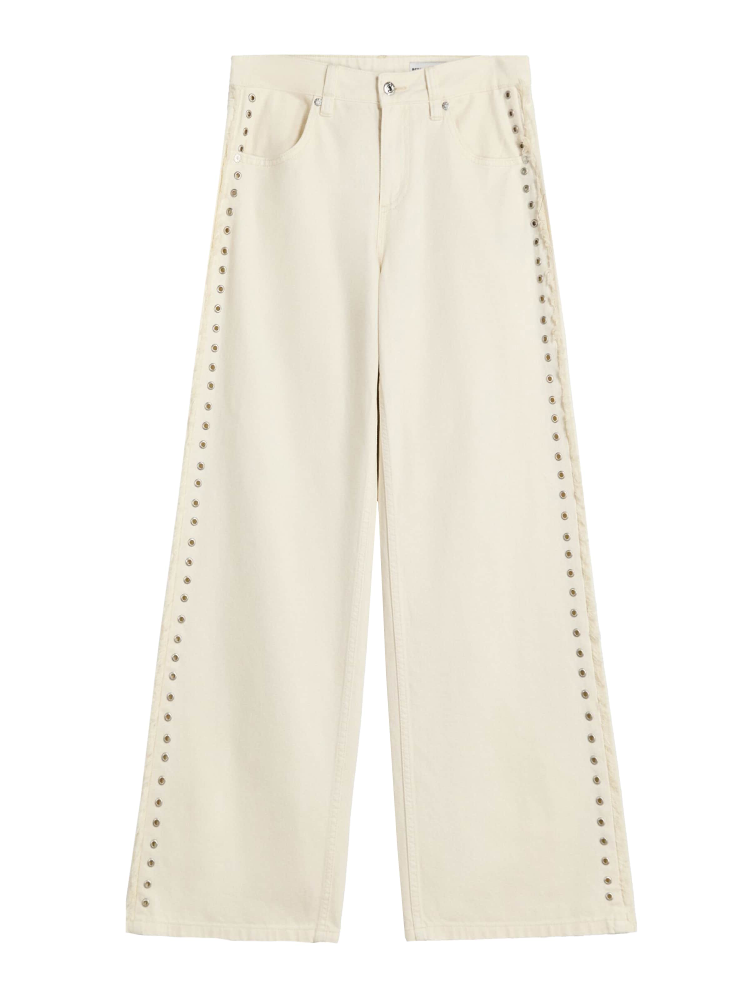 Bershka Wide Leg Jeans i hvid: forside