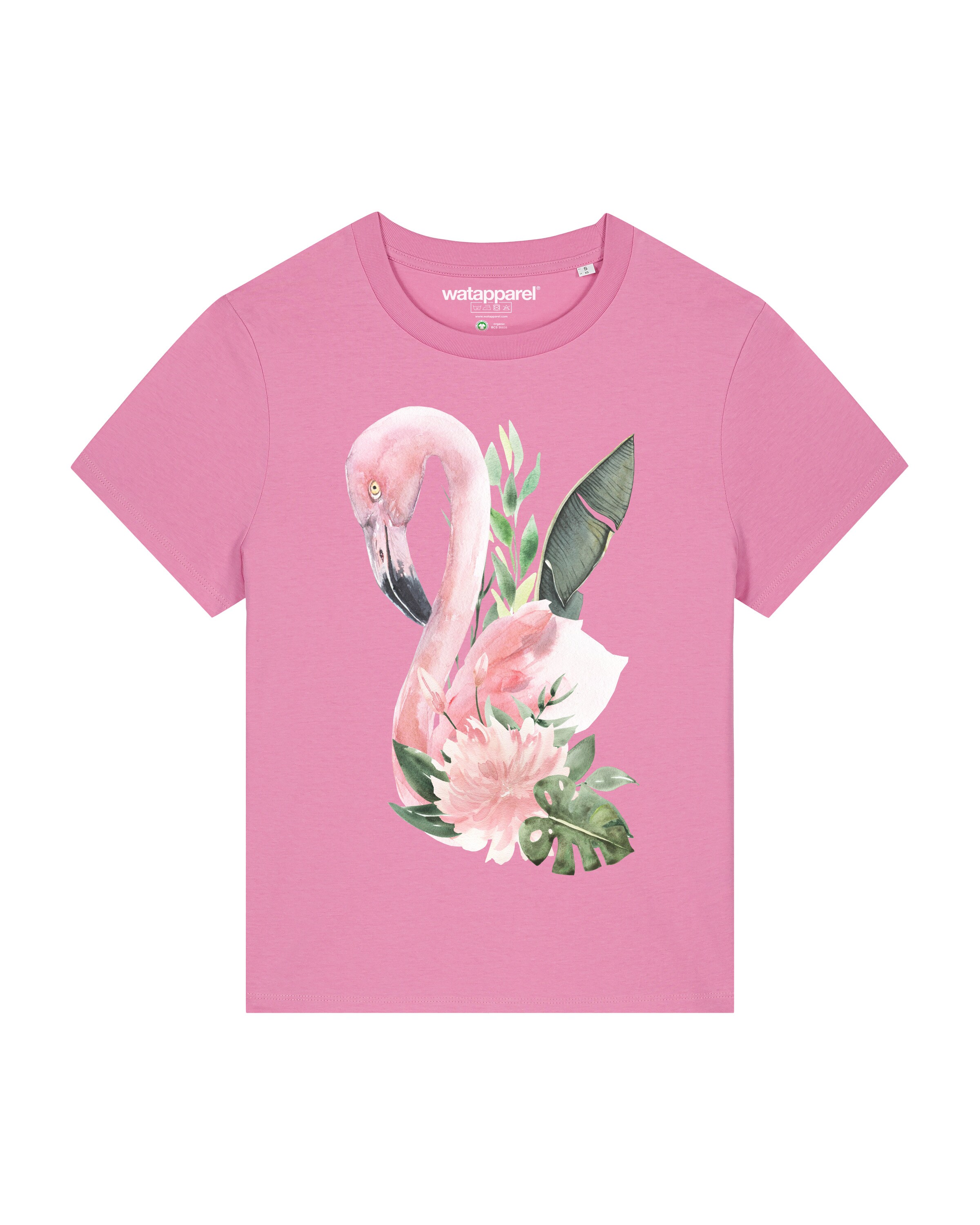 Watapparel Shirt 'Flamingo mit Blumen' in Pink: front