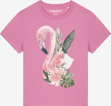 Watapparel Shirt 'Flamingo mit Blumen' in Pink: front