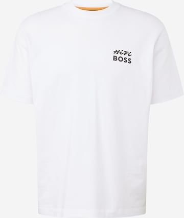 BOSS Orange - Camisa 'Records' em branco: frente