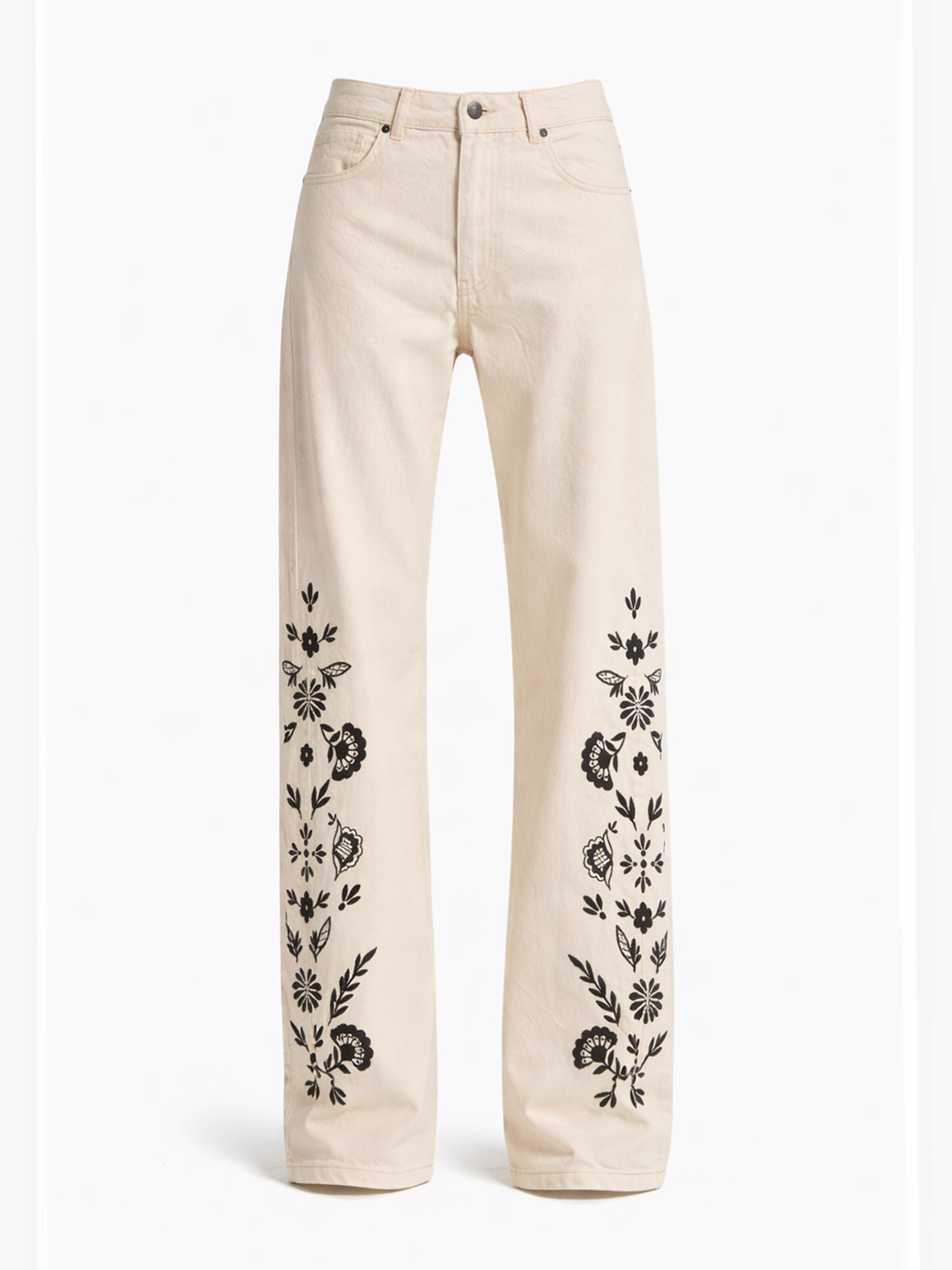 IT'S BASIC Jeans 'Loose High Rise Jeans' in 34/Tall in de kleur Ivoor, Productweergave