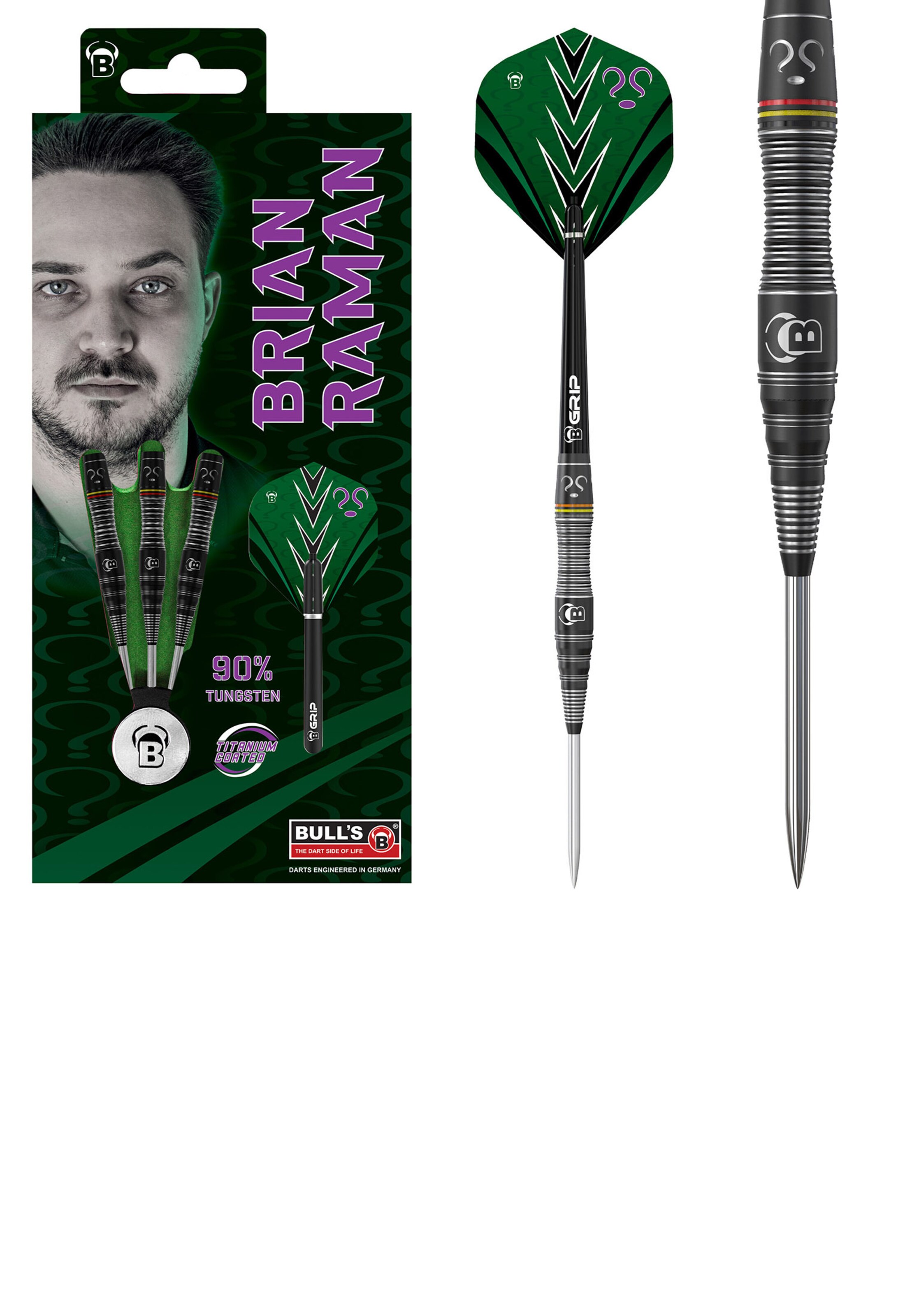 BULL'S Steeldarts ' Brian Raman Dartpfeile Darts-Set Profi 22 Gramm' in ...