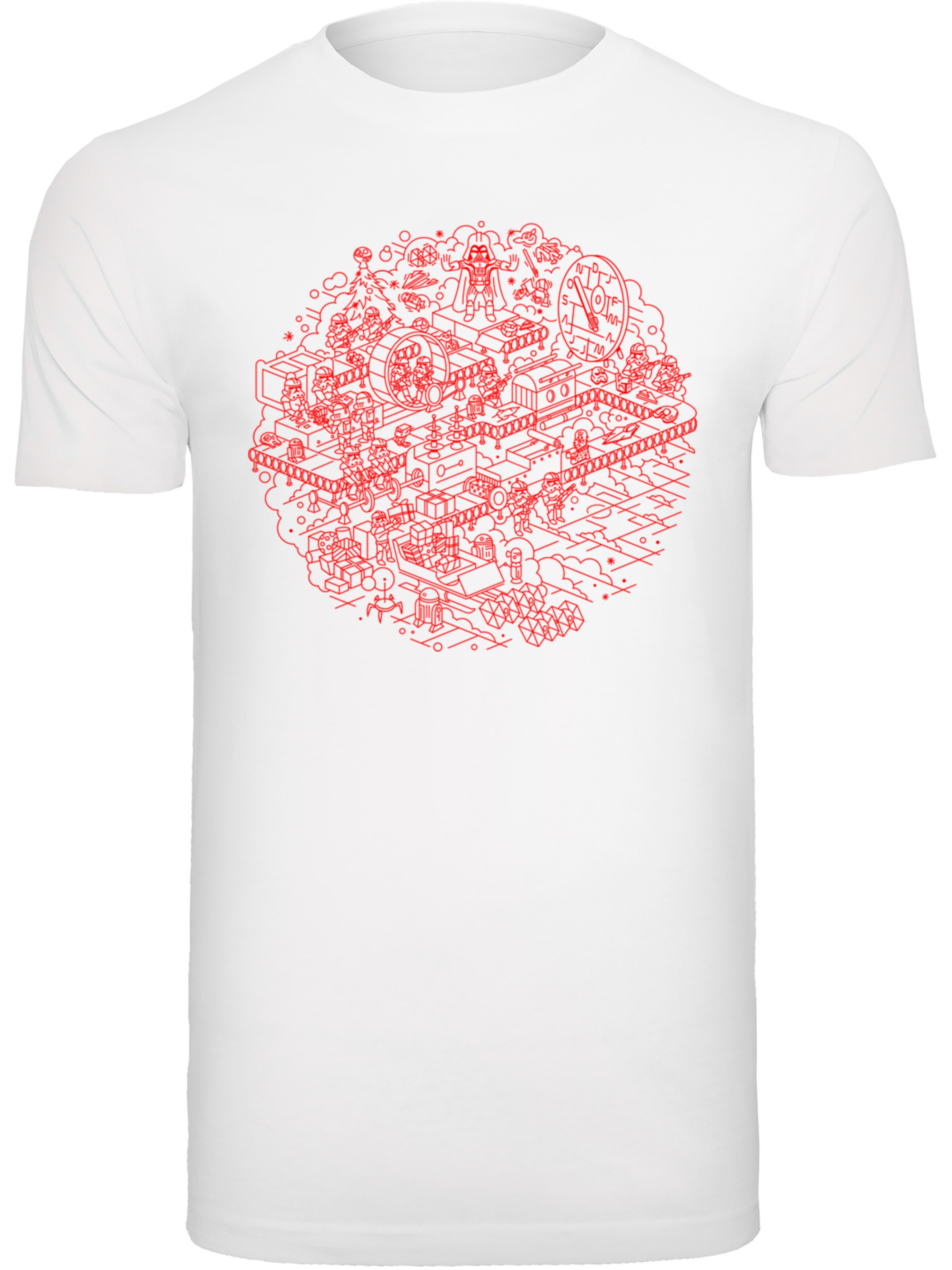 F4NT4STIC Shirt 'Star Wars Christmas Death Star' in Wit: voorkant