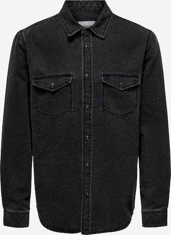 Only & Sons Comfort fit Button Up Shirt 'BANE' in Grey: front