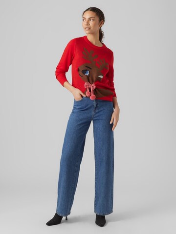 VERO MODA Pullover 'CUTE DEER' in Rot