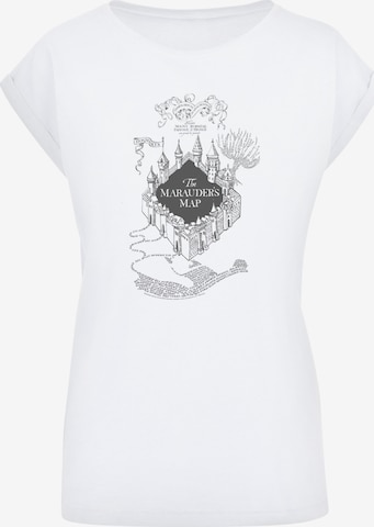 F4NT4STIC Shirt 'Harry Potter The Marauder's Map' in Wit: voorkant