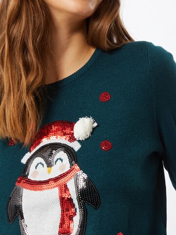 ONLY Sweater 'XMAS EXCLUSIVE PINGUIN' in Green