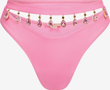 Moda Minx Bikini Bottoms 'Hera Droplet Cut Out High Waist' in Pink: front