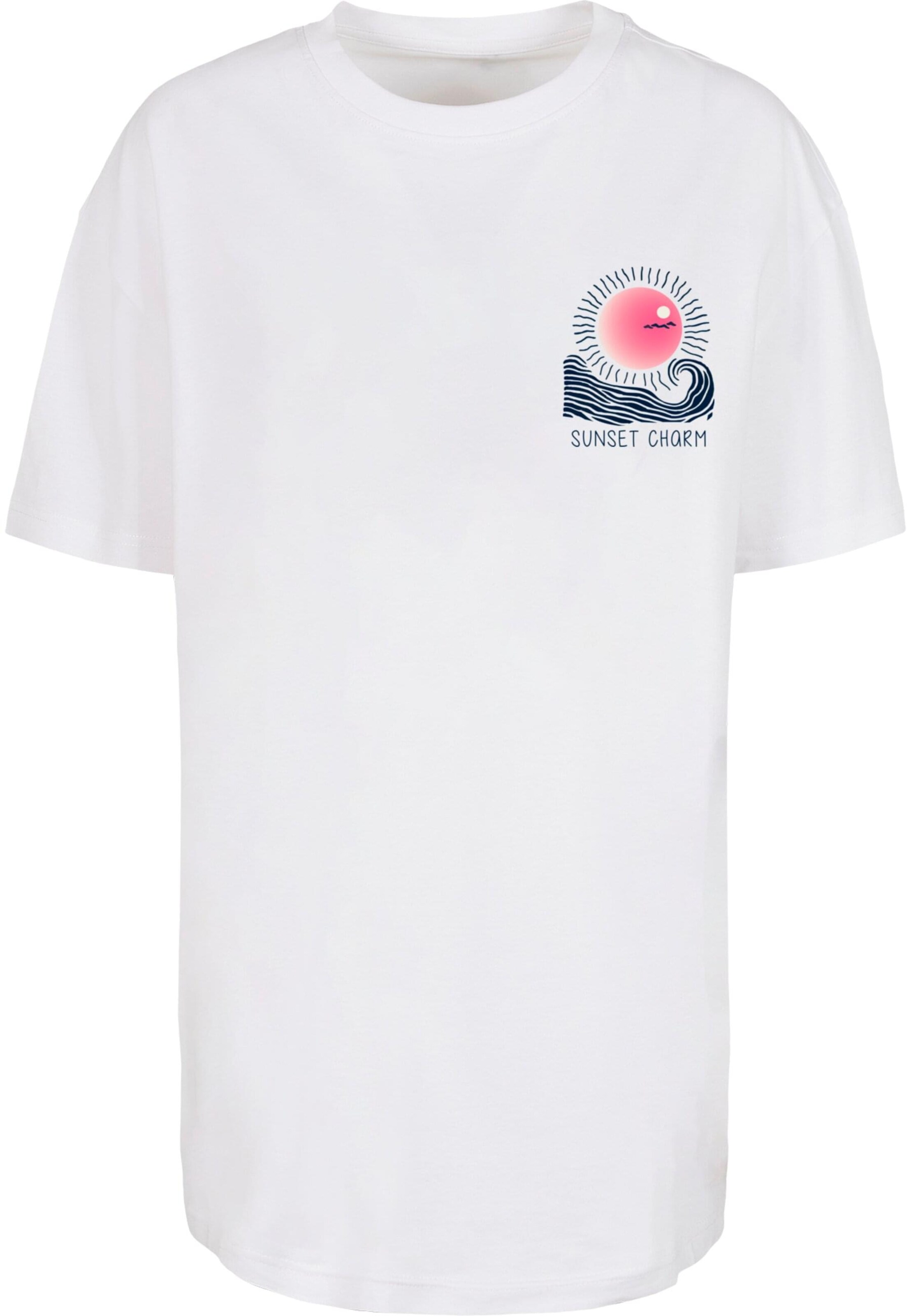 Merchcode - Camiseta talla grande 'Sunset Charm' en blanco: frente