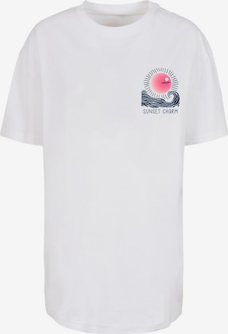 Merchcode Oversized shirt 'Sunset Charm' in White: front