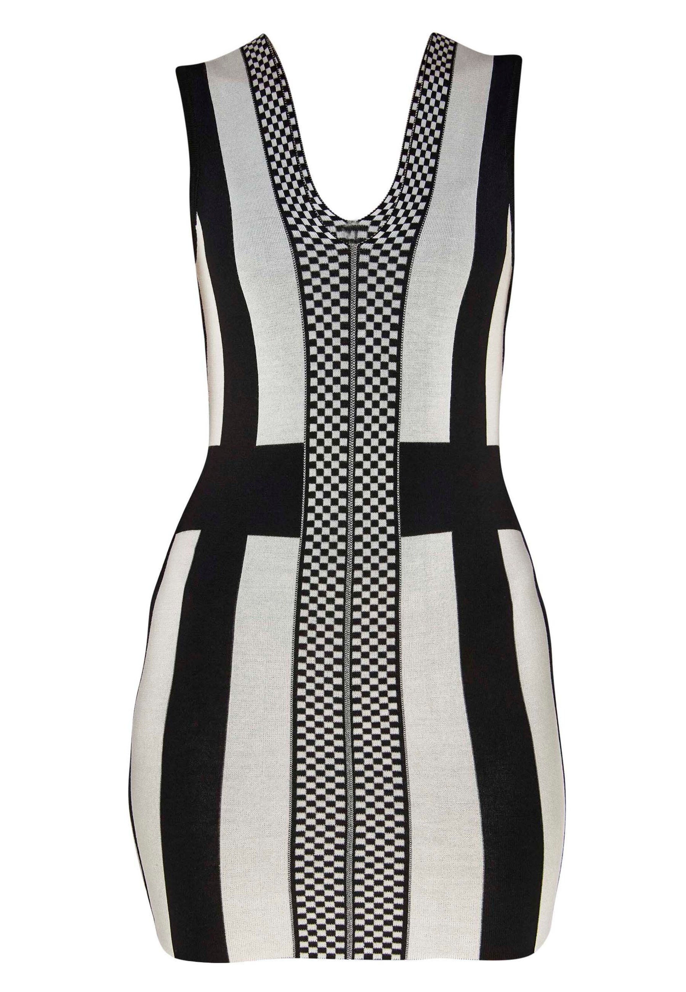 TOOche Strickkleid 'Monaco' in hellgrau / schwarz, Produktansicht