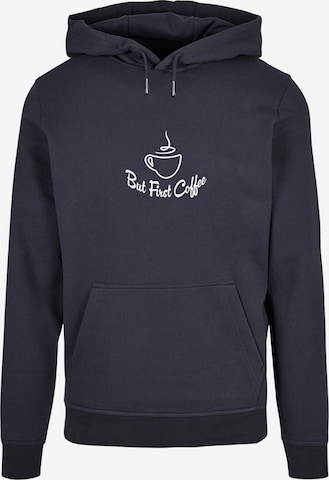 Felpa 'But First Coffee' di Merchcode in blu: frontale