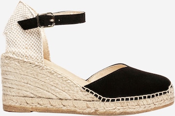 Alhamas - Sandalias con hebilla 'Alpargata Cuña 7 cm' en negro: frente