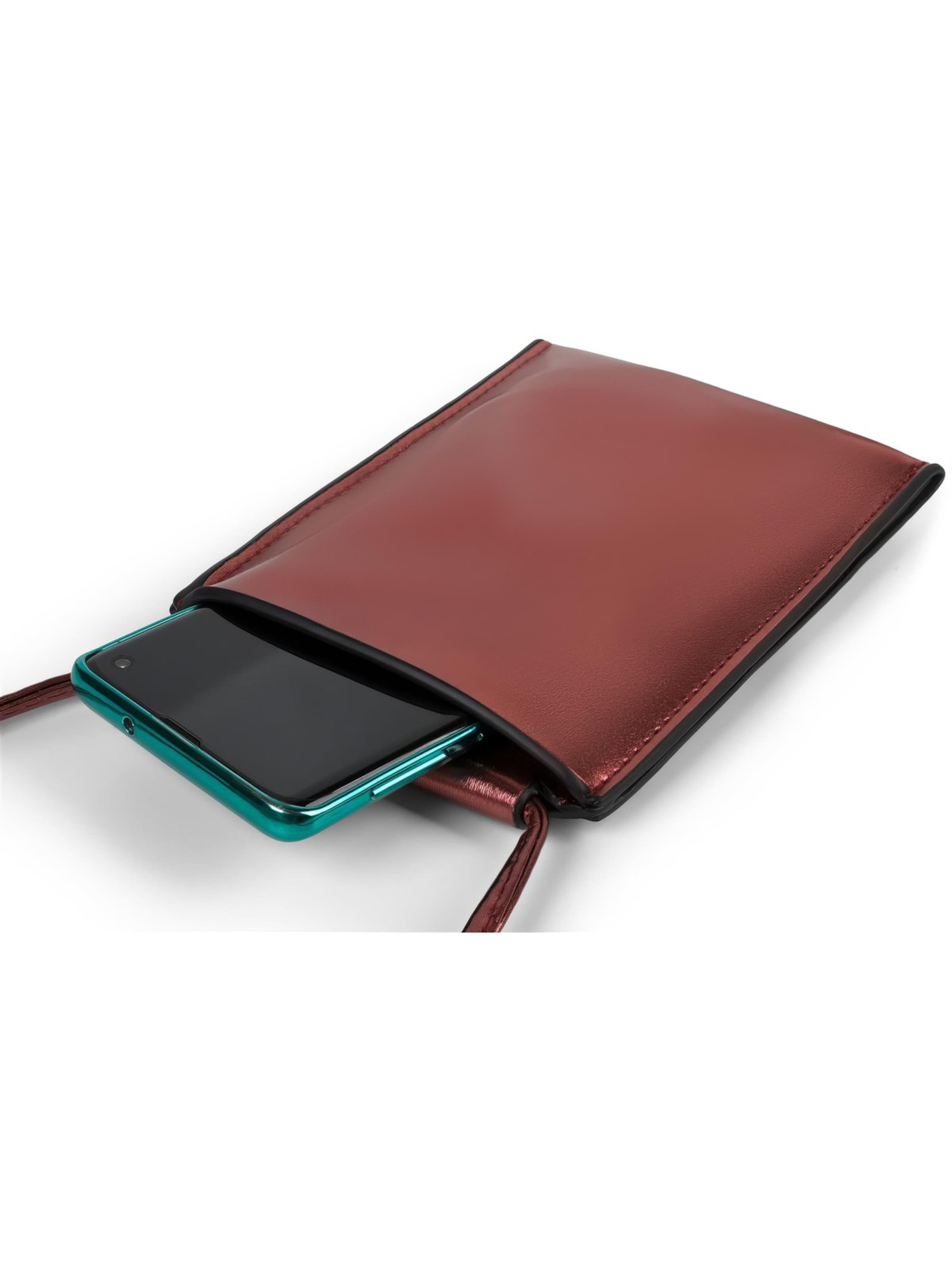 styleBREAKER Umhängetasche 'Handy Umhängetasche Metallic'‌‌ in Rot: Vorderseite