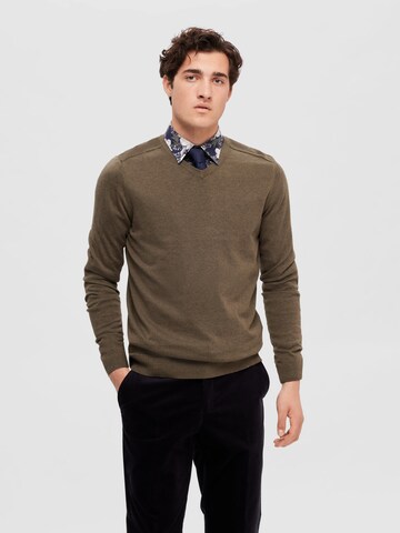 SELECTED HOMME Pulóver 'SLHBERG' - zöld: elől