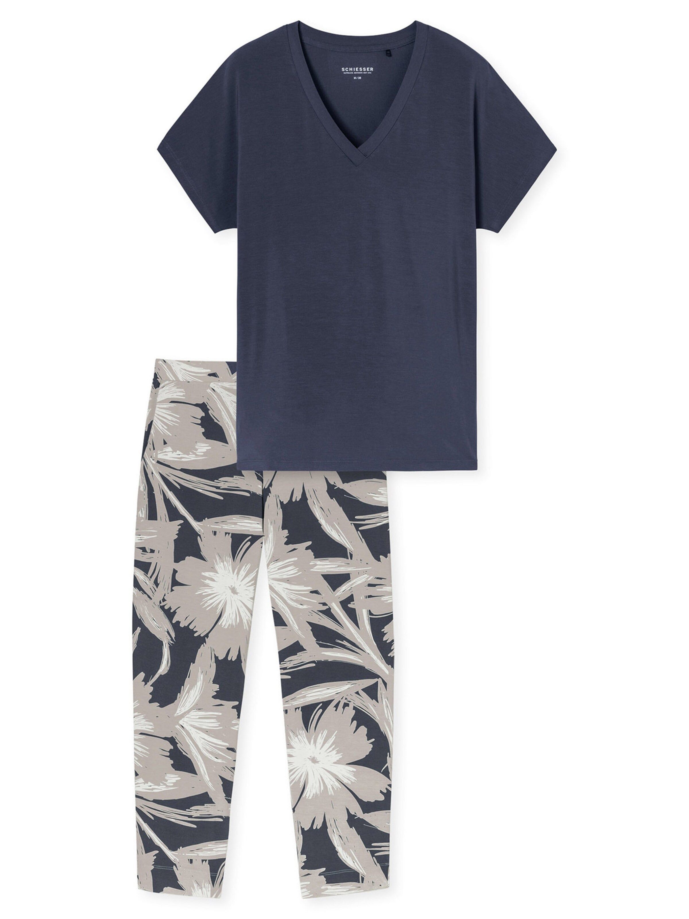 SCHIESSER Pyjama ' Selected Premium 7/8 ' in Grau: Vorderseite