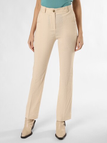 BOSS Regular Trousers with creases 'Tatawa2' in Beige: front