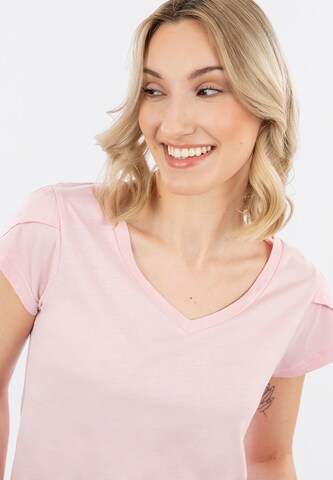 Suri Frey T-Shirt mit V-Ausschnitt ' SFY Freyday ' in Pink