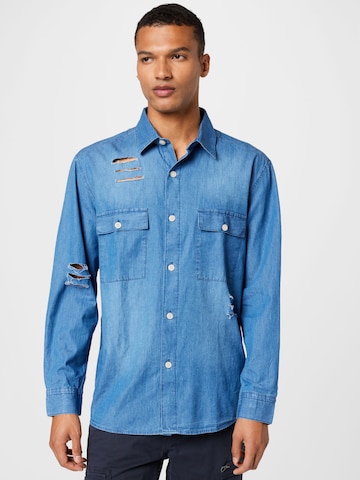 Coupe regular Chemise BURTON MENSWEAR LONDON en bleu : devant