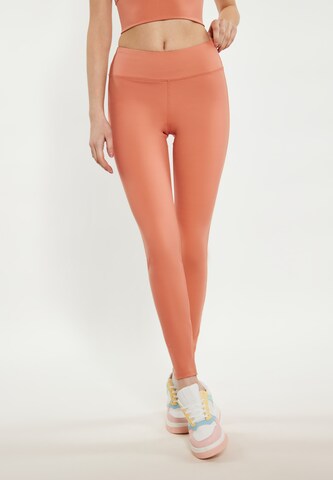 myMo ATHLSR Skinny Workout Pants in Orange: front