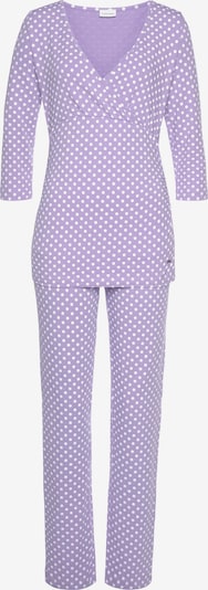 LASCANA Pijama em roxo pastel / branco, Vista do produto