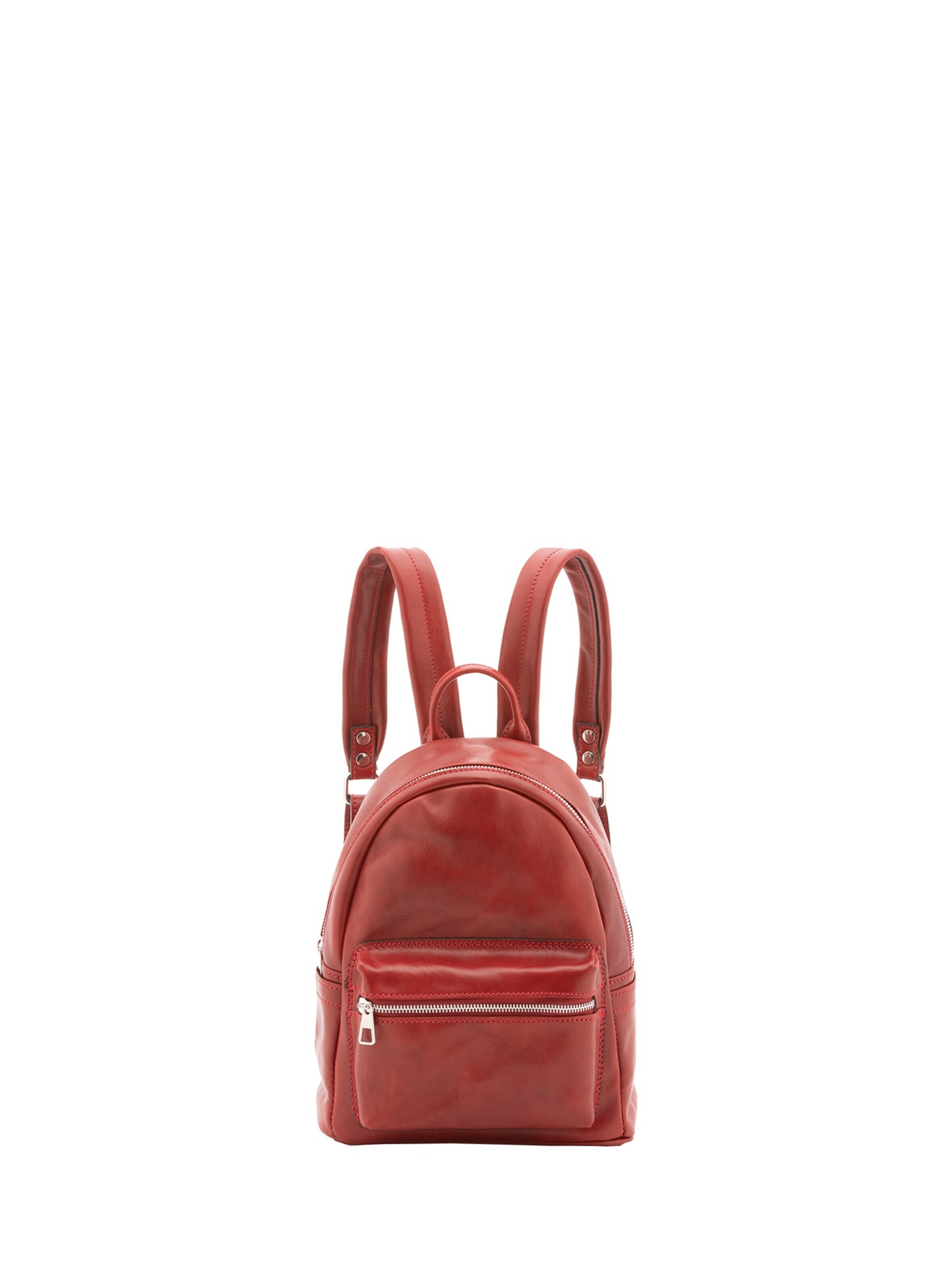 Zaino 'Zaino in vera pelle Alessia Firenze - Chiusura zip, tracolla regolabile' di Alessia Firenze in rosso: frontale