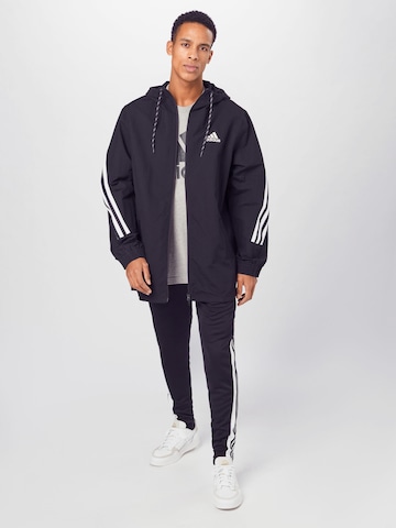 juoda ADIDAS SPORTSWEAR Siauras Sportinė striukė