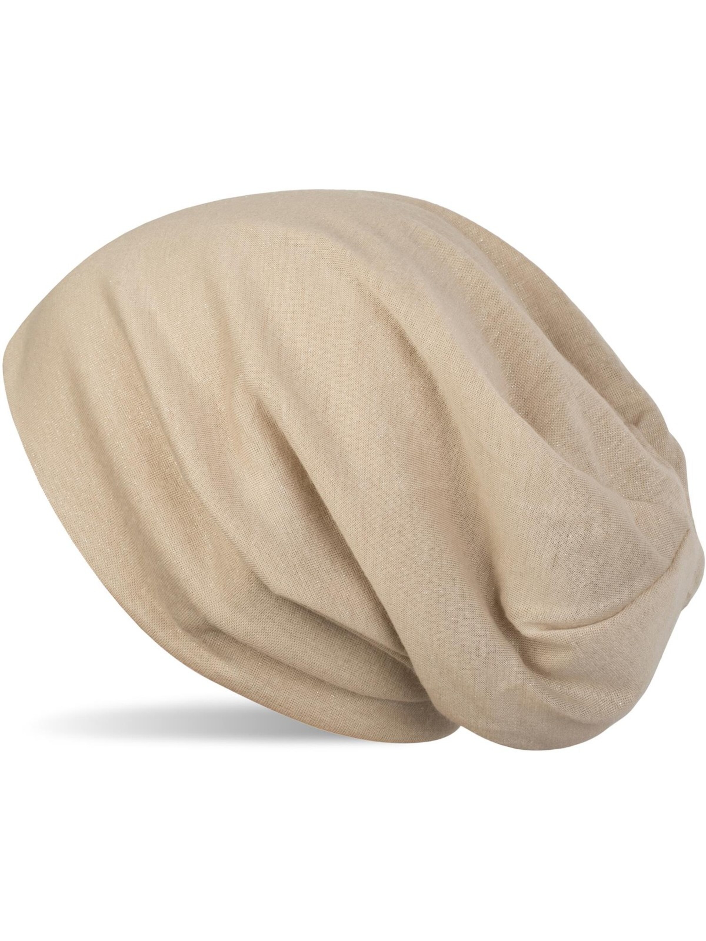 styleBREAKER Mütze 'Beanie mit All Over Glitzer'‌‌‌‌‌‌‌‌‌‌ in Beige: Vorderseite