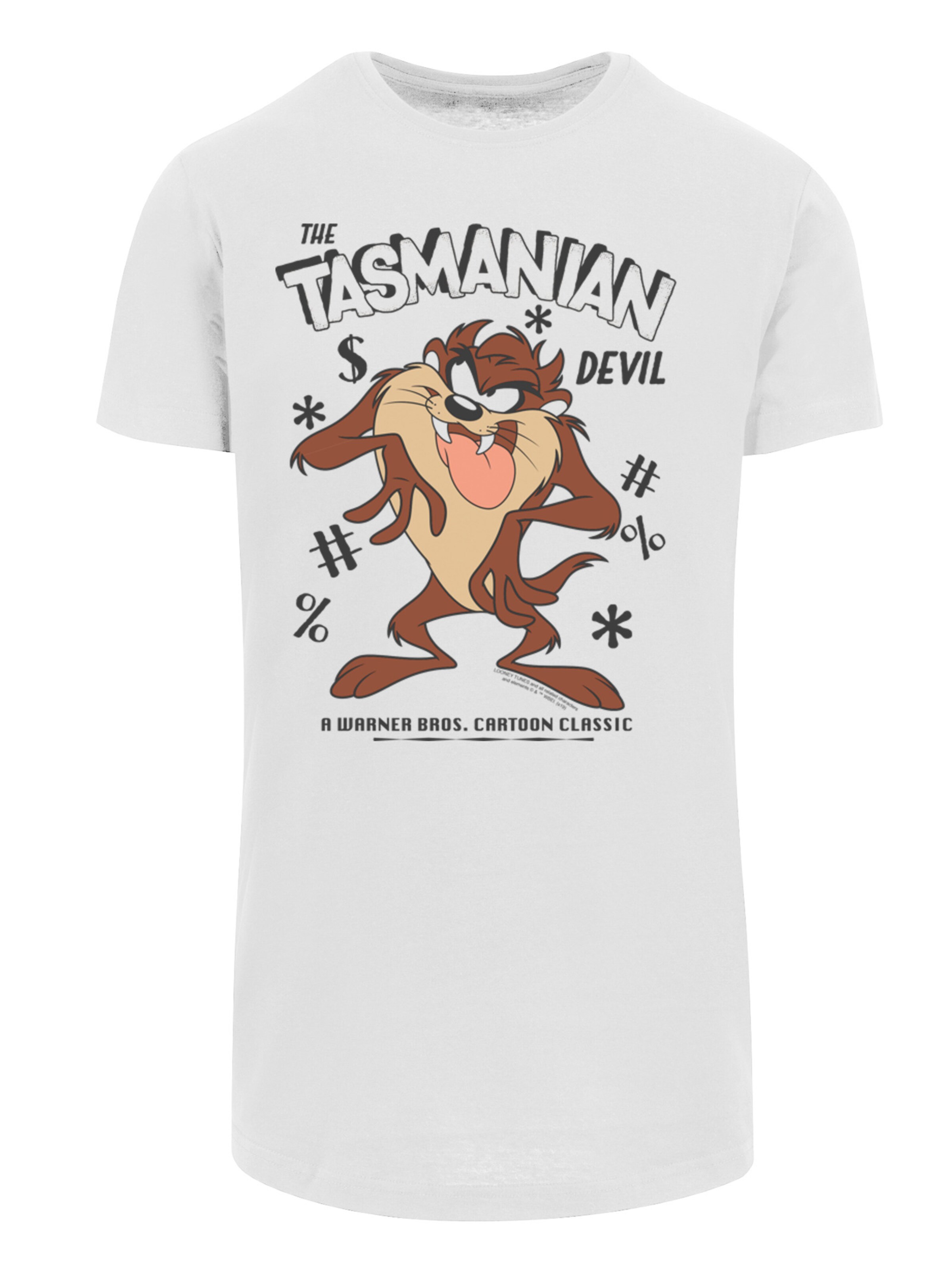 F4NT4STIC Shirt 'Looney Tunes Vintage Tasmanian Devil Taz -WHT' in Wit: voorkant