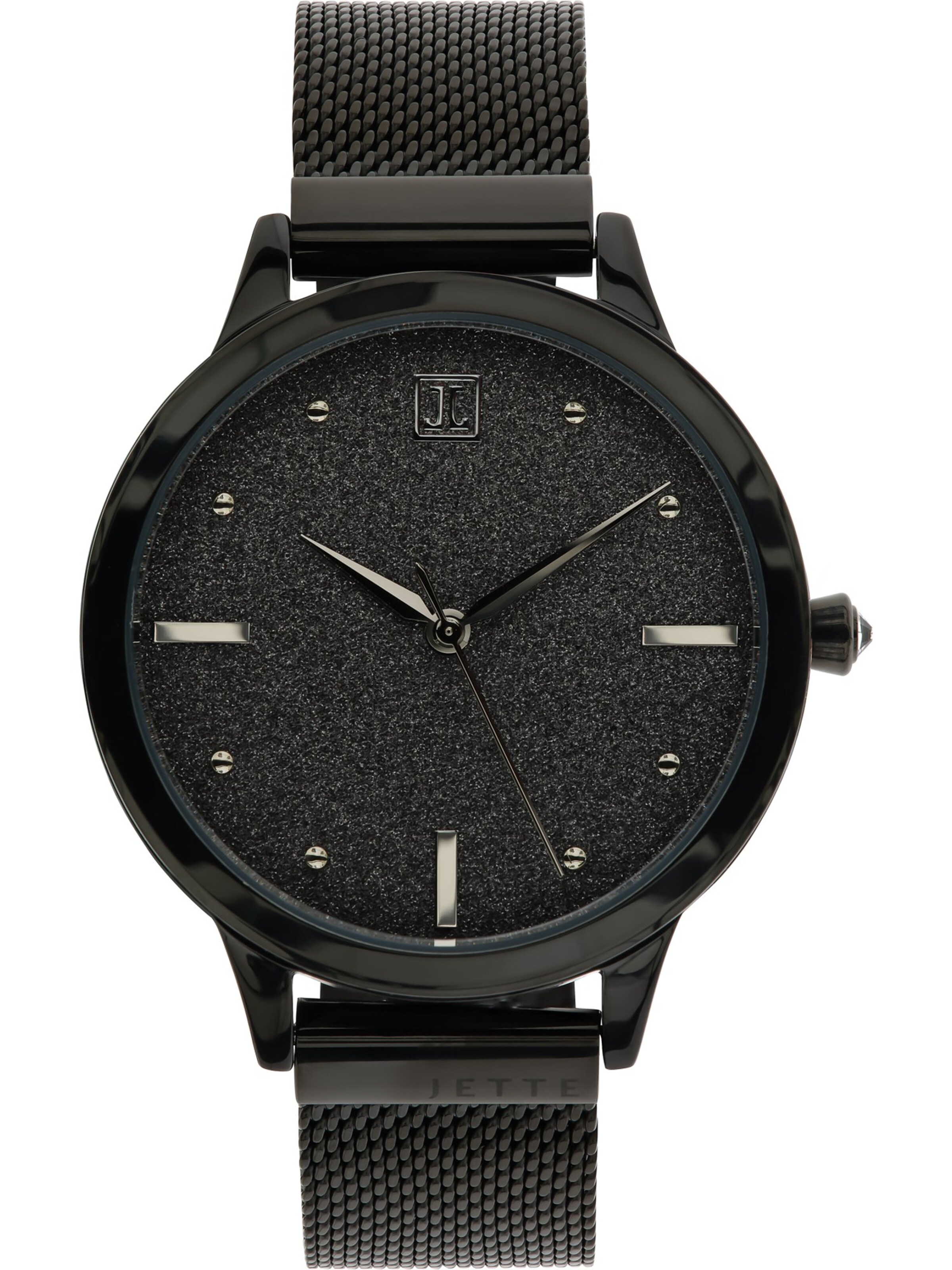 JETTE Analoguhr in Schwarz: Vorderseite