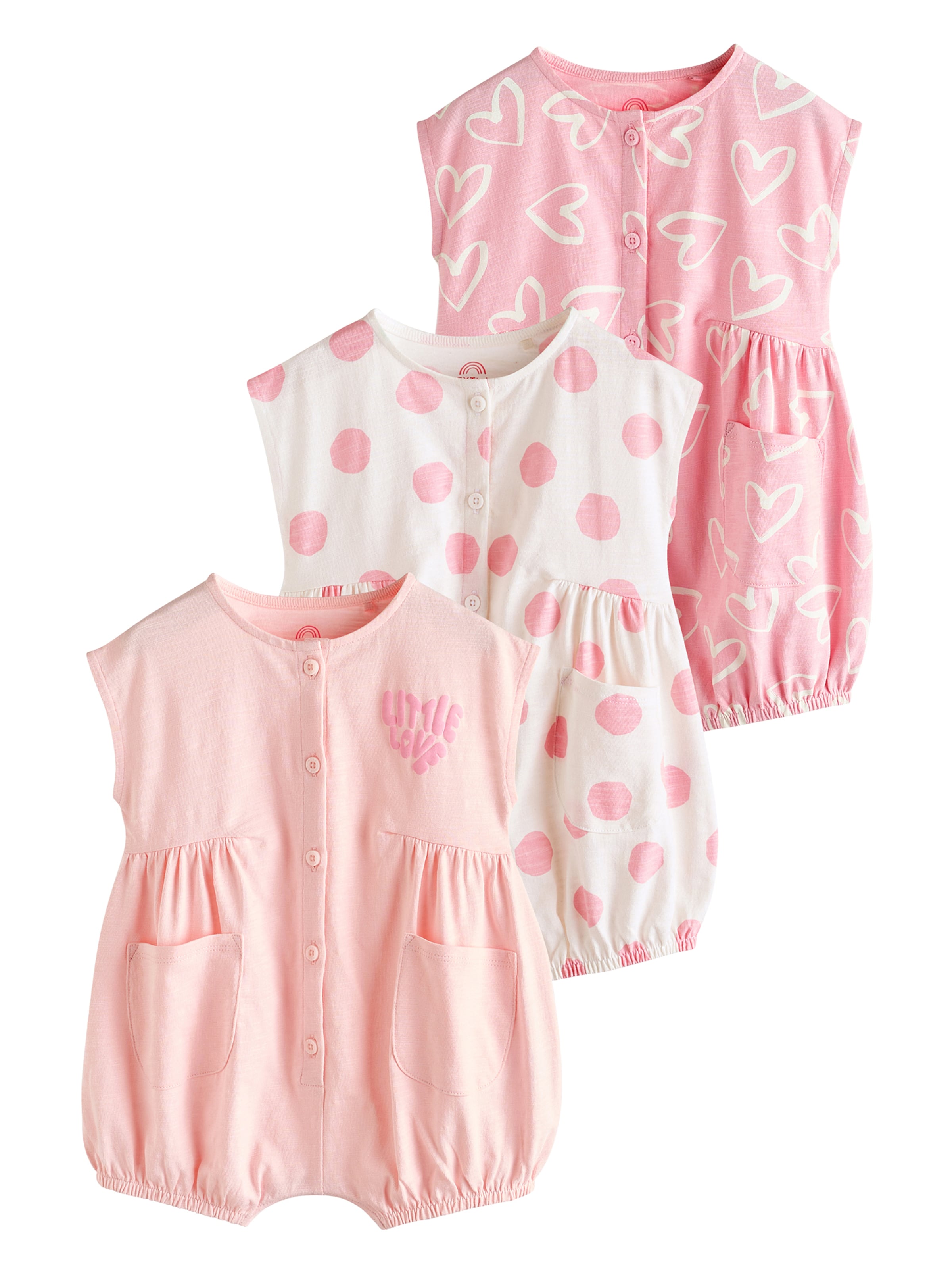 Next Бебешки гащеризони/боди в розово: отпред