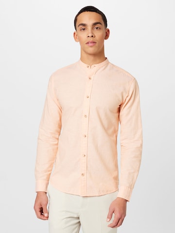 JACK & JONES Slim fit Button Up Shirt 'Summer' in Orange: front