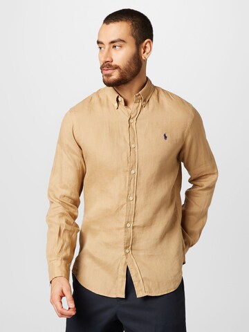 Coupe regular Chemise Polo Ralph Lauren en beige : devant