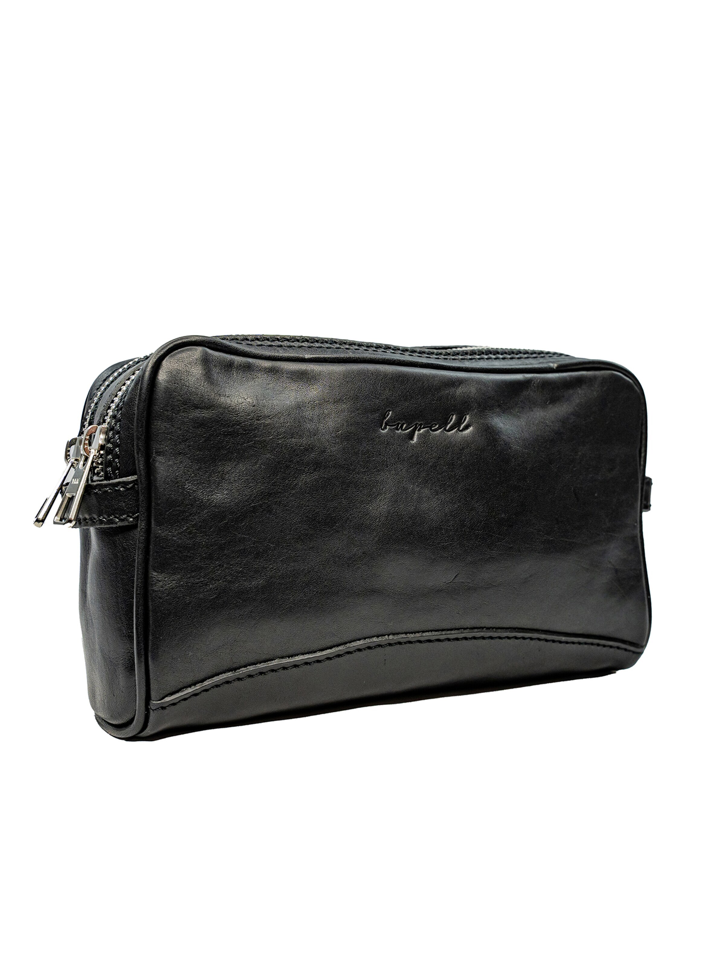 bupell Kulturtasche 'Kara'‌‌‌‌‌‌‌‌‌‌ in Schwarz: Vorderseite