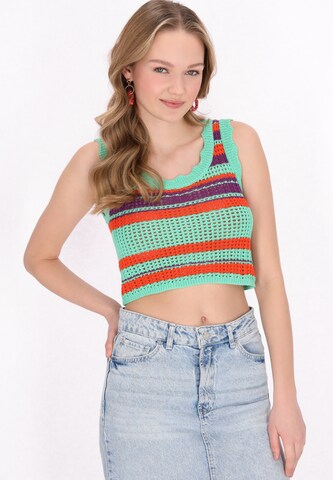 MYMO Knitted top 'Spring Summer' in Green: front