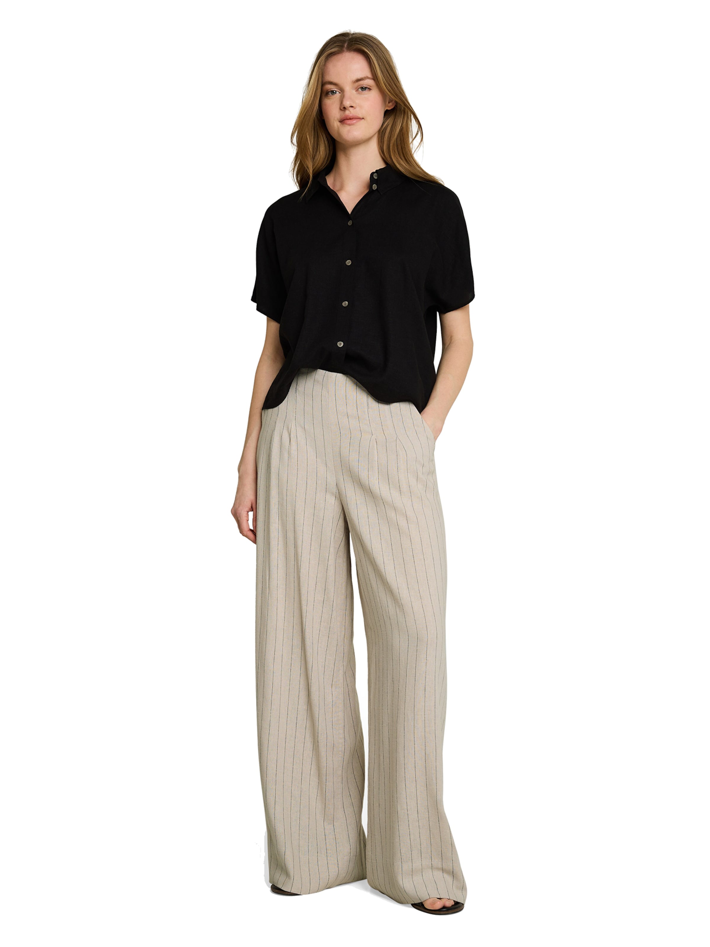 TOM TAILOR DENIM Широкий Штаны в Бежевый: спереди