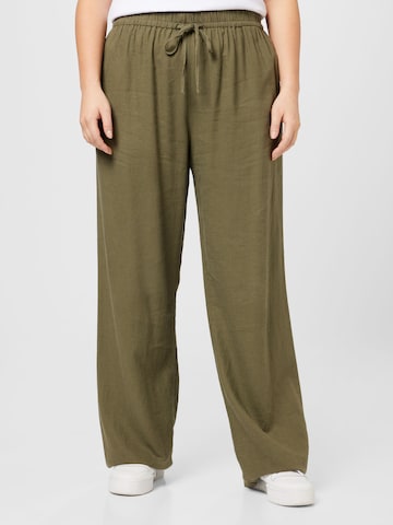 Wide Leg Pantalon ONLY Carmakoma en vert : devant